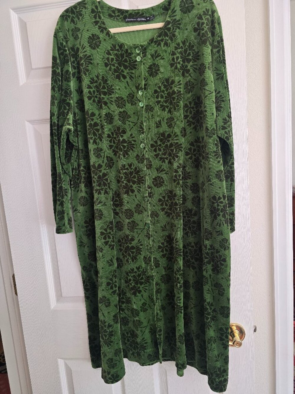 Gudrun Sjoden Crushed Velour Rich Dark Green Dress XXL